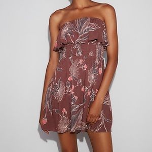 Express Strapless Floral Ruffled dress